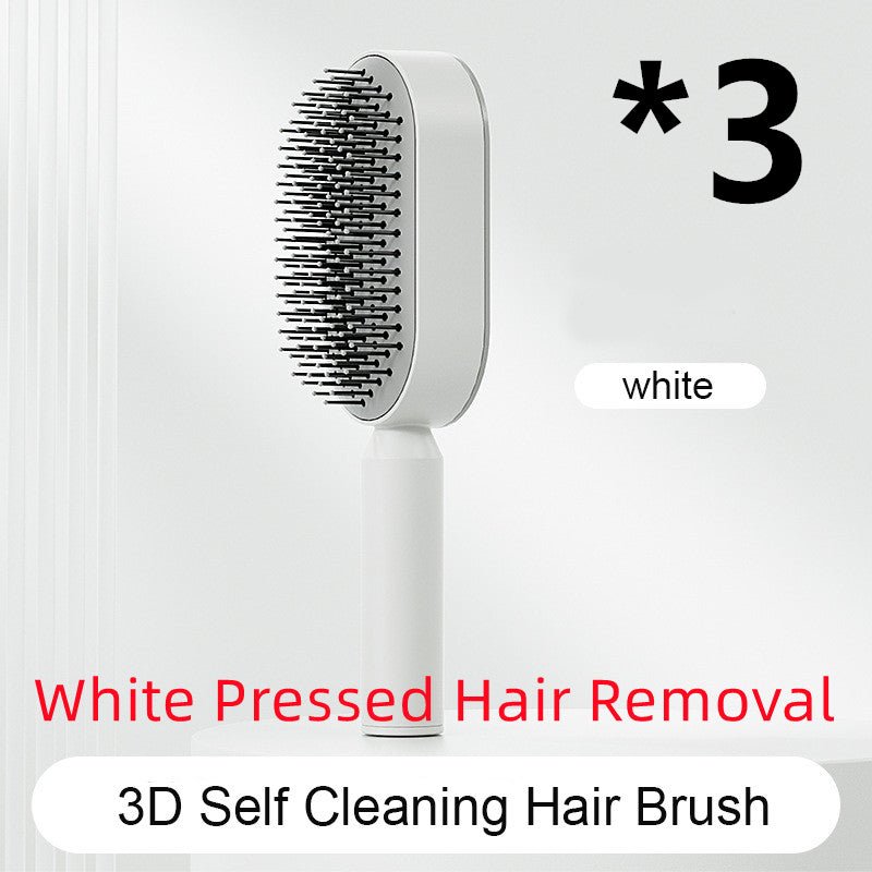 Self Cleaning Hair Brush For Women One-key Cleaning Hair Loss Airbag Massage Scalp Comb Anti-Static Hairbrush - Inas