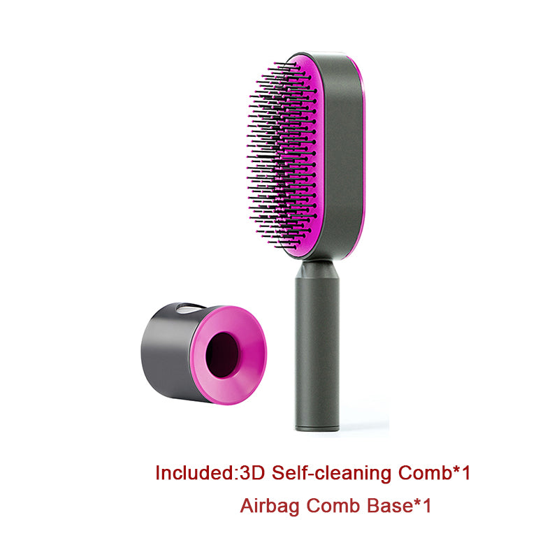 Self Cleaning Hair Brush For Women One-key Cleaning Hair Loss Airbag Massage Scalp Comb Anti-Static Hairbrush - Inas