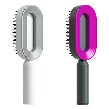 Self Cleaning Hair Brush For Women One-key Cleaning Hair Loss Airbag Massage Scalp Comb Anti-Static Hairbrush - Inas