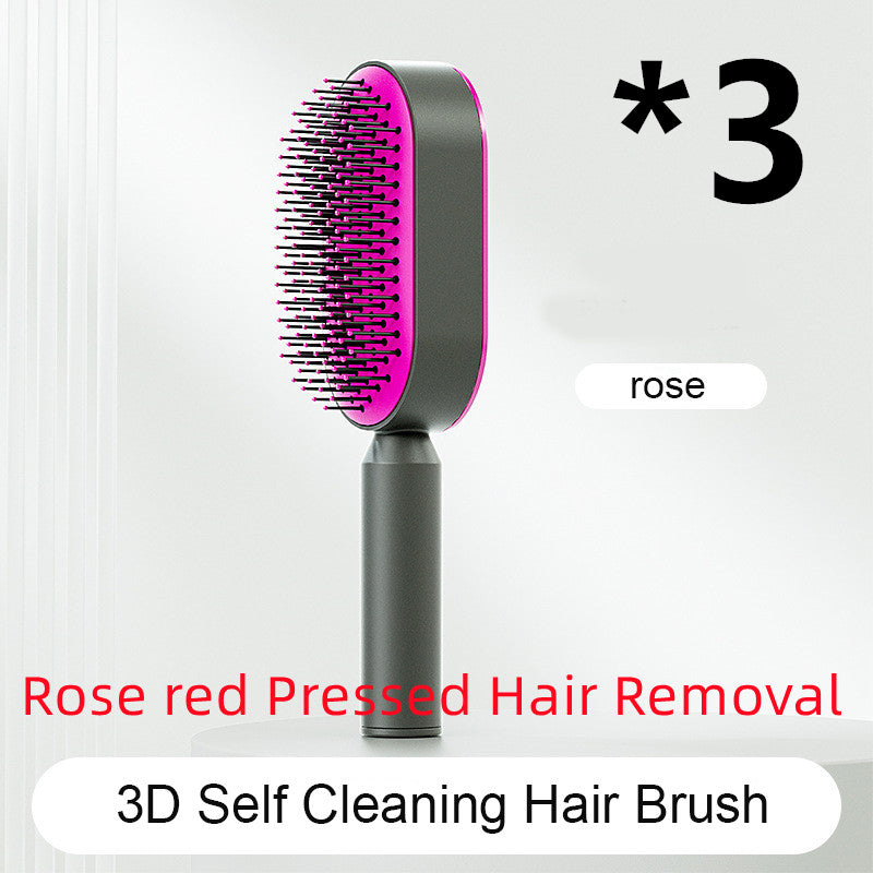 Self Cleaning Hair Brush For Women One-key Cleaning Hair Loss Airbag Massage Scalp Comb Anti-Static Hairbrush - Inas