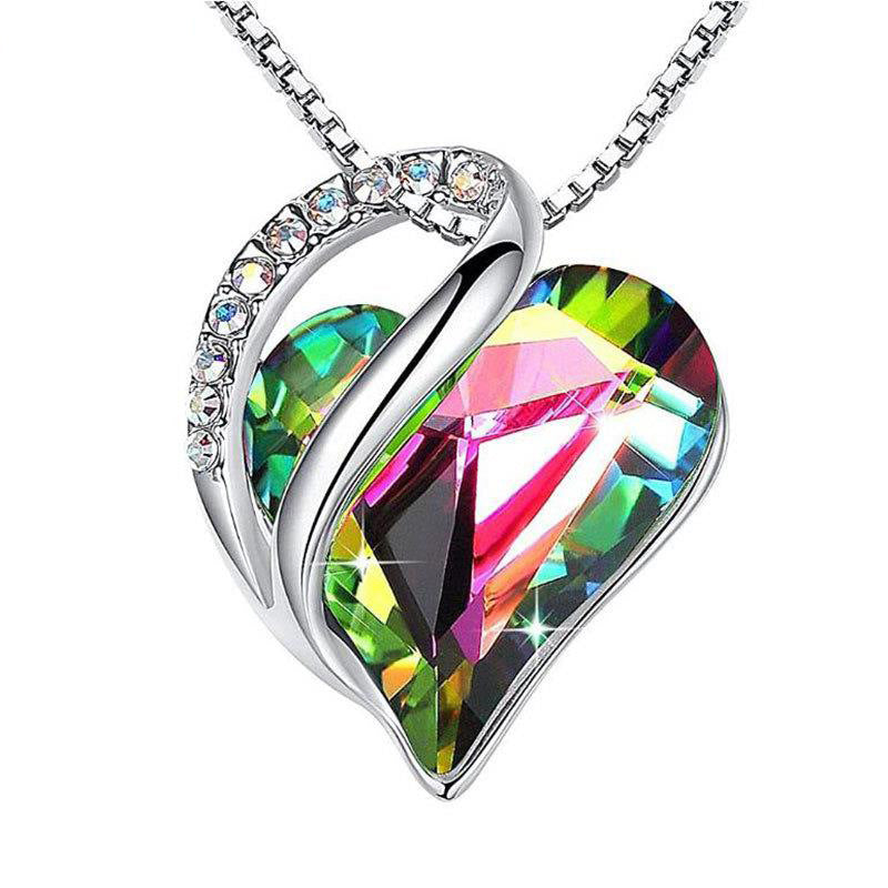 925 Sliver Heart Shaped Geometric Necklace Jewelry Women's Clavicle Chain Valentine's Mothers Day Gift - Inas