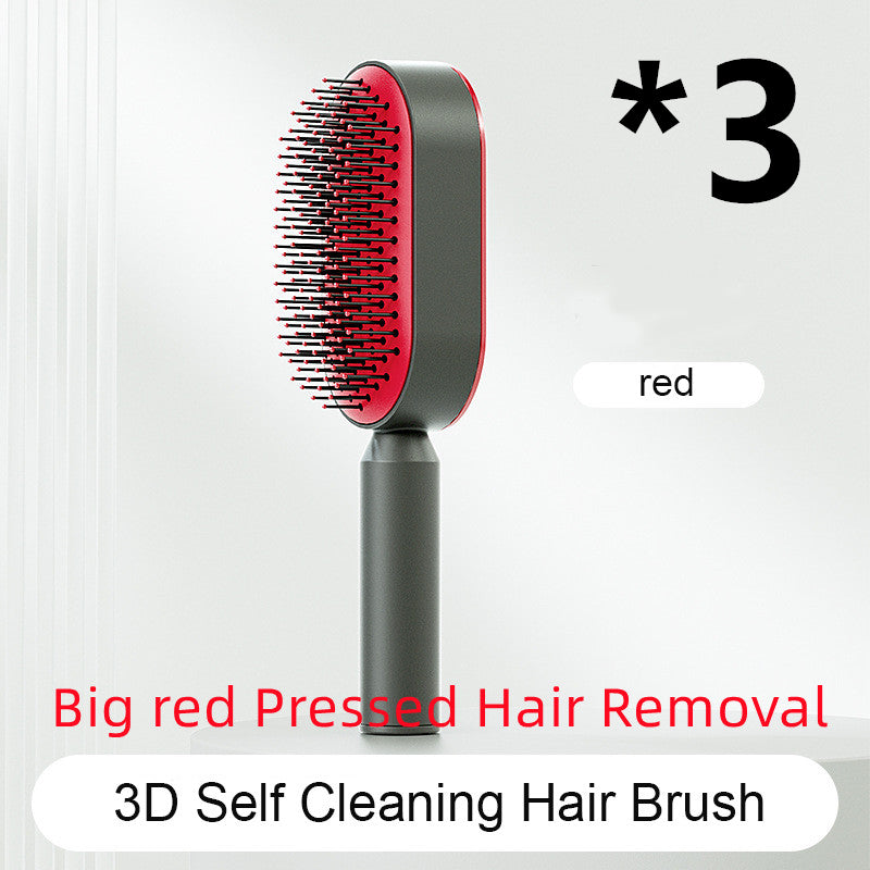 Self Cleaning Hair Brush For Women One-key Cleaning Hair Loss Airbag Massage Scalp Comb Anti-Static Hairbrush - Inas