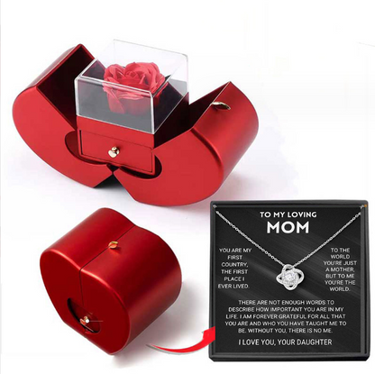 Fashion Jewelry Box Red Apple Christmas Gift Necklace Eternal Rose For Girl Mother's Day Valentine's Day Gifts With Artificial Flower Rose Flower Jewelry Box - Inas