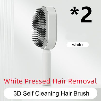 Self Cleaning Hair Brush For Women One-key Cleaning Hair Loss Airbag Massage Scalp Comb Anti-Static Hairbrush - Inas