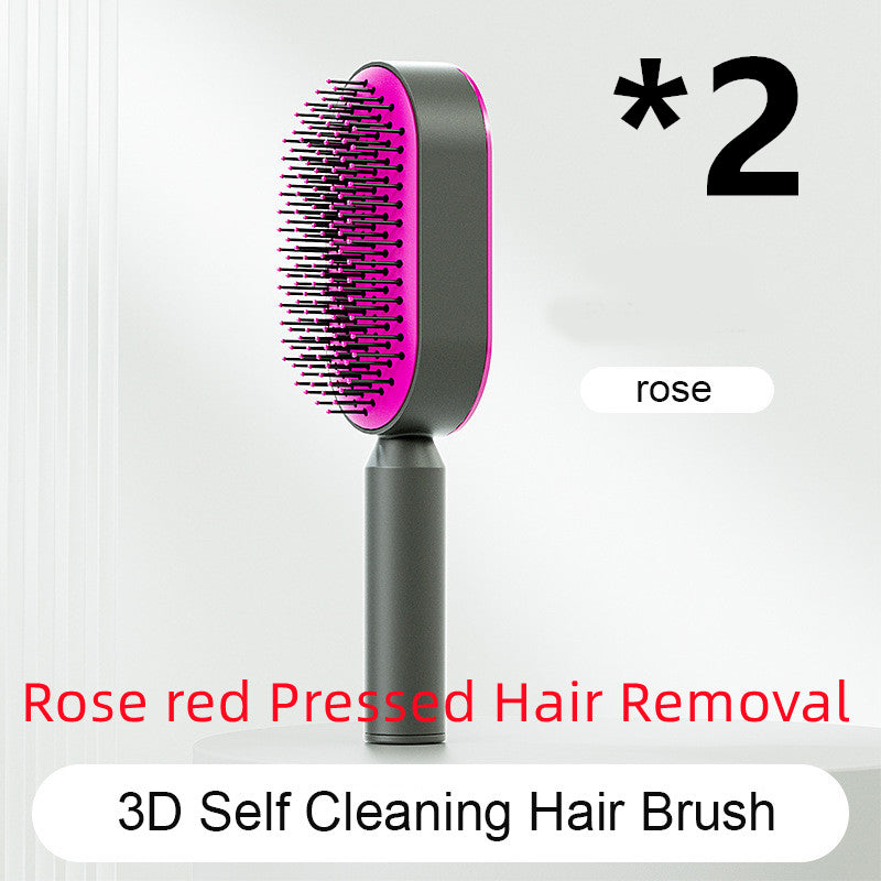 Self Cleaning Hair Brush For Women One-key Cleaning Hair Loss Airbag Massage Scalp Comb Anti-Static Hairbrush - Inas