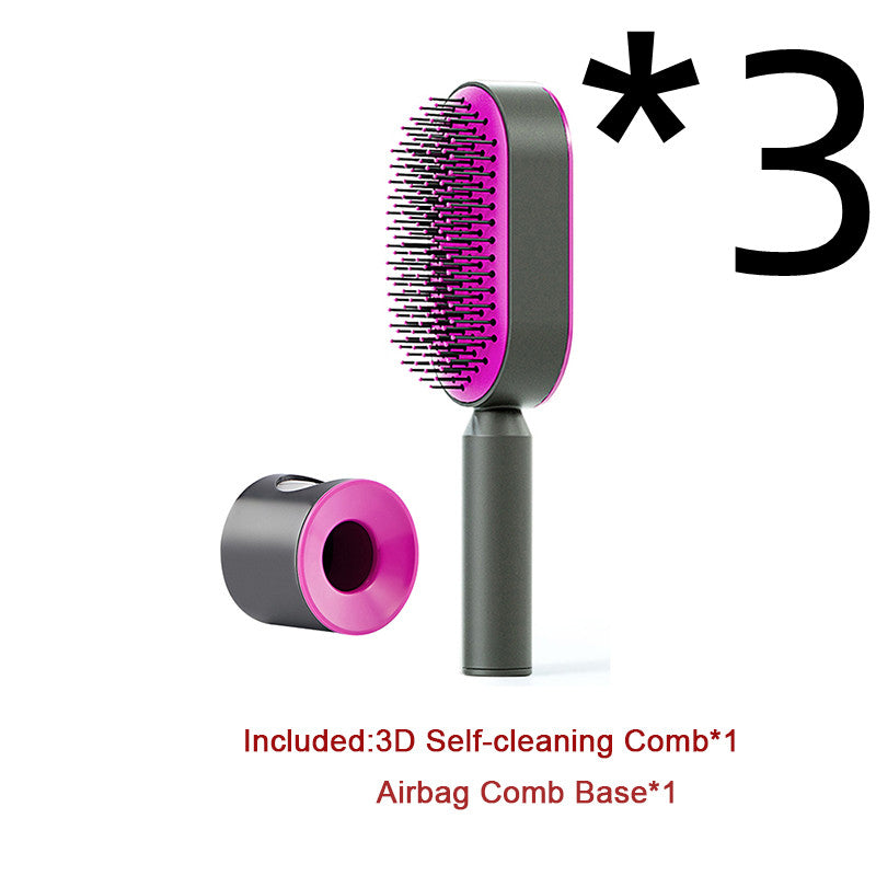 Self Cleaning Hair Brush For Women One-key Cleaning Hair Loss Airbag Massage Scalp Comb Anti-Static Hairbrush - Inas