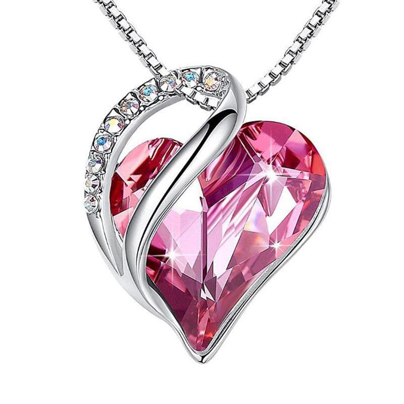 925 Sliver Heart Shaped Geometric Necklace Jewelry Women's Clavicle Chain Valentine's Mothers Day Gift - Inas