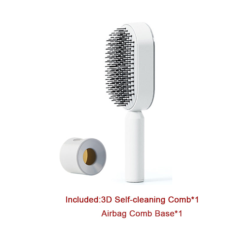 Self Cleaning Hair Brush For Women One-key Cleaning Hair Loss Airbag Massage Scalp Comb Anti-Static Hairbrush - Inas