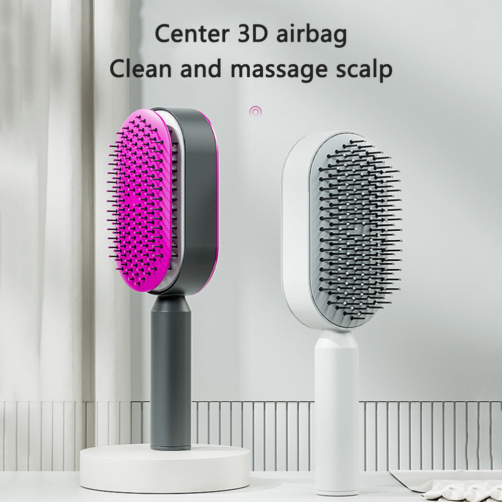 Self Cleaning Hair Brush For Women One-key Cleaning Hair Loss Airbag Massage Scalp Comb Anti-Static Hairbrush - Inas