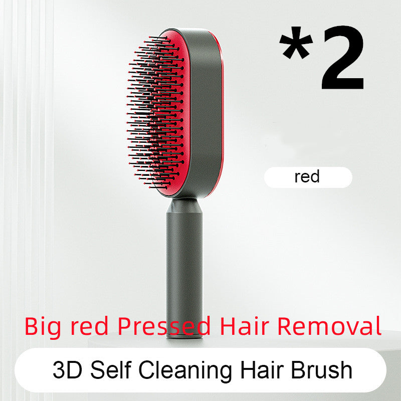 Self Cleaning Hair Brush For Women One-key Cleaning Hair Loss Airbag Massage Scalp Comb Anti-Static Hairbrush - Inas