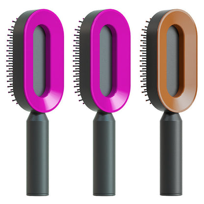 Self Cleaning Hair Brush For Women One-key Cleaning Hair Loss Airbag Massage Scalp Comb Anti-Static Hairbrush - Inas