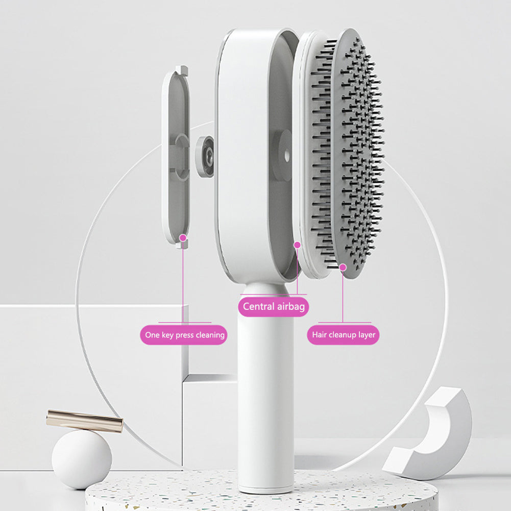 Self Cleaning Hair Brush For Women One-key Cleaning Hair Loss Airbag Massage Scalp Comb Anti-Static Hairbrush - Inas