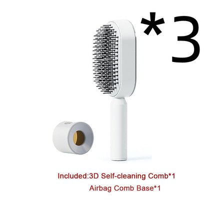 Self Cleaning Hair Brush For Women One-key Cleaning Hair Loss Airbag Massage Scalp Comb Anti-Static Hairbrush - Inas