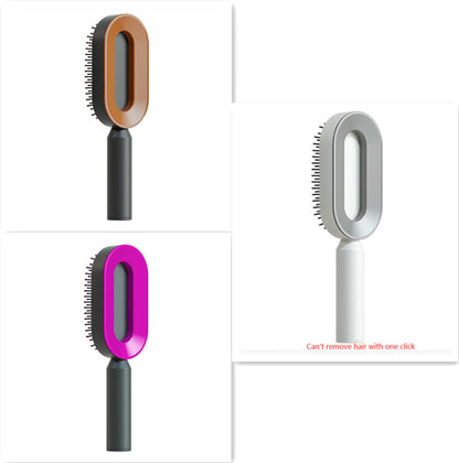 Self Cleaning Hair Brush For Women One-key Cleaning Hair Loss Airbag Massage Scalp Comb Anti-Static Hairbrush - Inas