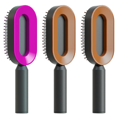 Self Cleaning Hair Brush For Women One-key Cleaning Hair Loss Airbag Massage Scalp Comb Anti-Static Hairbrush - Inas