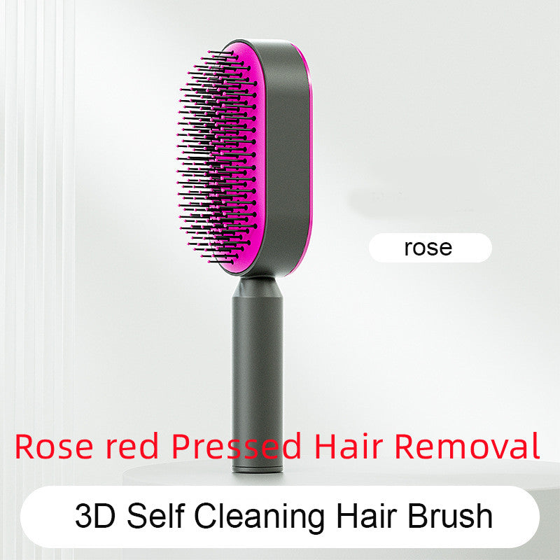 Self Cleaning Hair Brush For Women One-key Cleaning Hair Loss Airbag Massage Scalp Comb Anti-Static Hairbrush - Inas