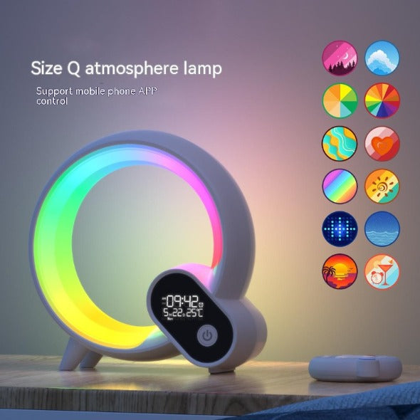 Creative Q Light Analog Sunrise Digital Display Alarm Clock Bluetooth Audio Intelligent Wake-up Q Colorful Atmosphere Light - Inas